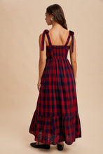 Red Tartan Cotton Maxi Dress