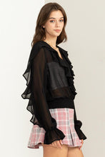 Black Fresh Start Ruffled Chiffon Blouse