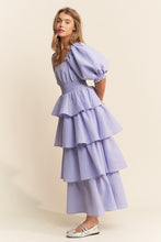 Lavender Square Neckline Ruffle Tiered Maxi Dress
