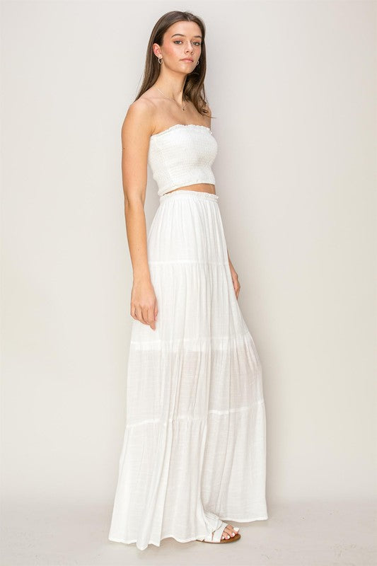 Off White Tube Top And Tiered Maxi Skirt Set Aquarius Brand Off White Tube Top And Tiered Maxi Skirt Set Aquarius Brand