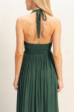 Hunter Green Halter Neck Smocked Maxi Dress