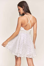 White Satin Top With Sequin Bottom Contrast Dress