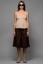 Khaki Romantic Lace Trim Woven Tank Top