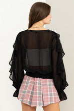 Black Fresh Start Ruffled Chiffon Blouse