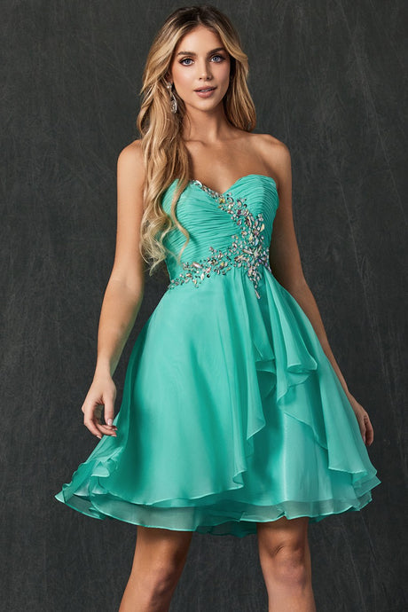 Jade Embellished Chiffon Homecoming Dress