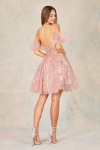 Rose Gold Embroidered Corset Tulle Short Dress