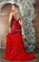 Red Deep V Neck Sleeveless Mermaid Dress