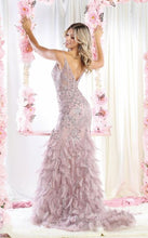 Mauve Deep V Neck Sleeveless Mermaid Dress