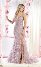 Mauve Deep V Neck Sleeveless Mermaid Dress