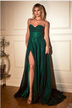 Emerald Lace Up Corset Glitter Ball Gown