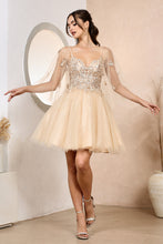 Champagne Tulle Embroidered Short Princess Dress