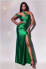 Emerald Fitted Asymmetrical Satin Gown