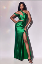 Emerald Fitted Asymmetrical Satin Gown