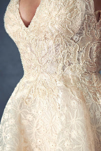 Champagn Lace and Beaded Embroidery Wedding Dress