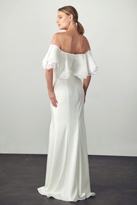 Off White One Shoulder Wedding Dress