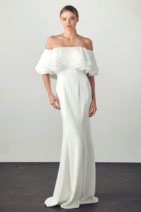 Off White One Shoulder Wedding Dress