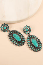 Western Design Oval Natural Stones Earrings