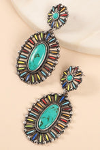 Western Design Oval Natural Stones Earrings