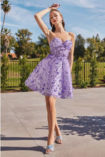 Paris Blue Floral Strapless Short Dress