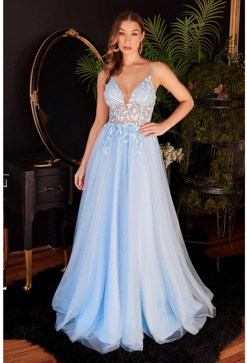 Blue Layered Tulle A-Line Dress