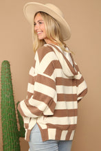 Taupe/Ivory Soft Stripe Print Hoodie