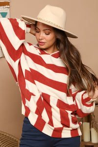 Rust/Ivory Soft Stripe Print Hoodie