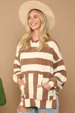 Taupe/Ivory Soft Stripe Print Hoodie