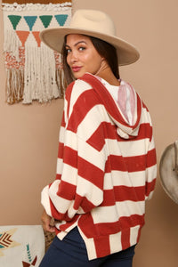 Rust/Ivory Soft Stripe Print Hoodie