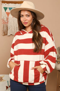 Rust/Ivory Soft Stripe Print Hoodie
