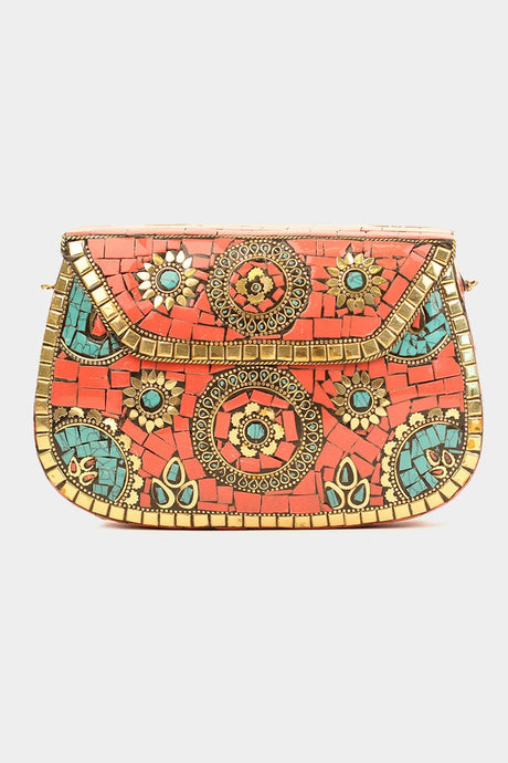 Coral Flower Patterned Clutch