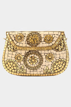 Cream Flower Patterned Clutch