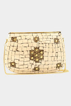 Cream Flower Patterned Clutch