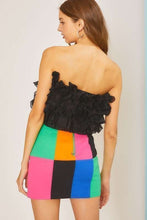 Black Side Zipper Tier Ruffle Tube Top