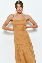 Mustard Square Neck Tiered Sleeveless Midi Dress