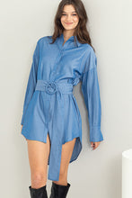 Denim Easy Win Button-Up Belted Shirt Dress