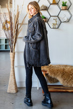 Black Wash istressed Denim Western Shirts Long Fit Jacket
