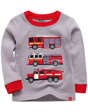 Grey Fire Engine Long Sleeve Pajama Set