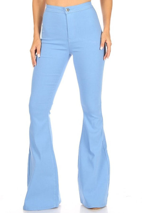 Baby Blue High Waist Super Stretch Disco Bell Bottom Pants