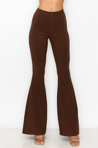 Chocolate Brown High Waist Super Stretch Disco Bell Bottom Pants