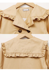 Khaki Loose Mid-Length Trench Coat