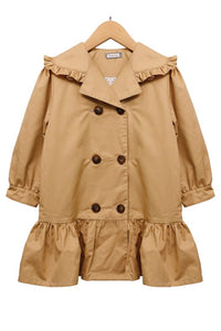 Khaki Loose Mid-Length Trench Coat