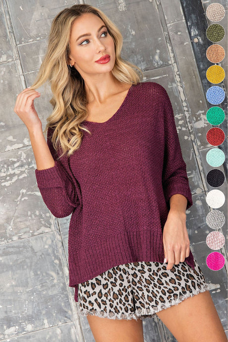 Red Bean Crew Neck Knit Sweater