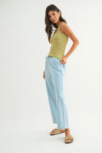 Lime/Peach Striped Ribbed Relaxed Crop Tank