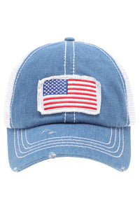 Medium Denim American Flag Baseball Hat