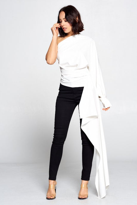 Off White Cool One Shoulder Top