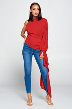 Red Cool One Shoulder Top