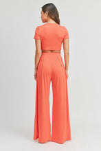 Coral Dark Crop Top And Palazzo Pants Set