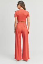 Coral Dark Crop Top And Palazzo Pants Set