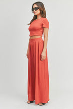 Coral Dark Crop Top And Palazzo Pants Set