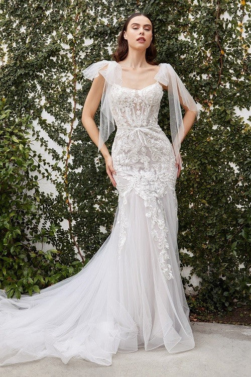 Off White Nude Lace Tulle Wedding Dress